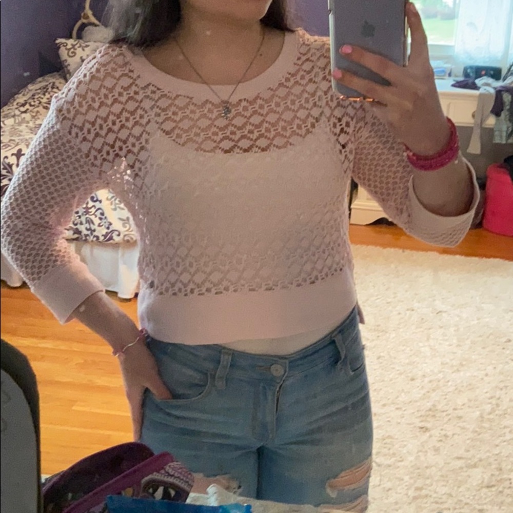 Abercrombie Light Pink Mesh Sweater